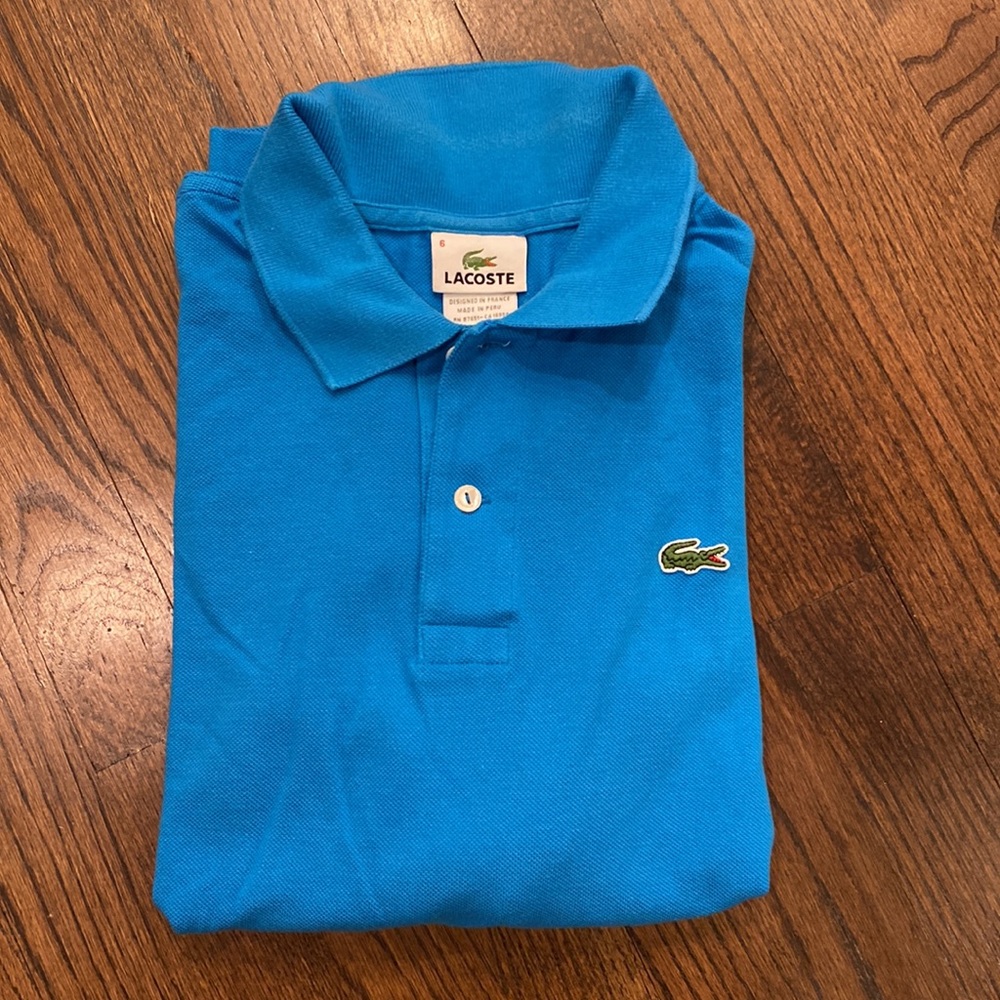 Lacoste mens aqua polo shirt, size 6